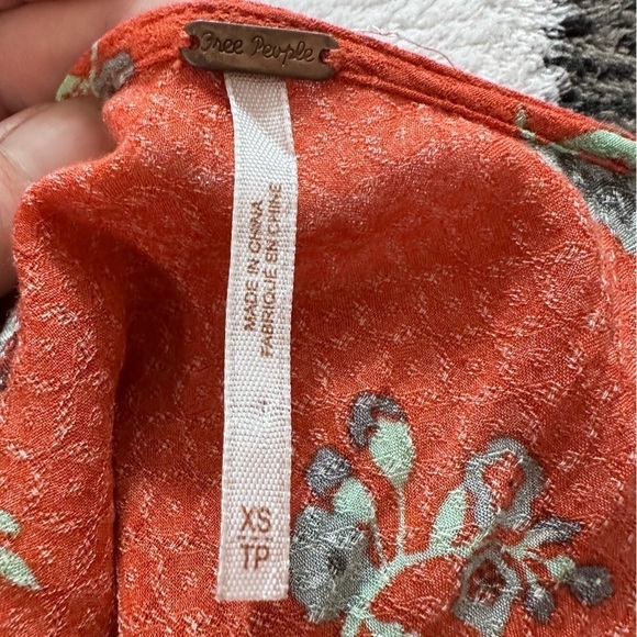 Free People Orange Floral Boho Mini dress - Size XS - Picture 5 of 9